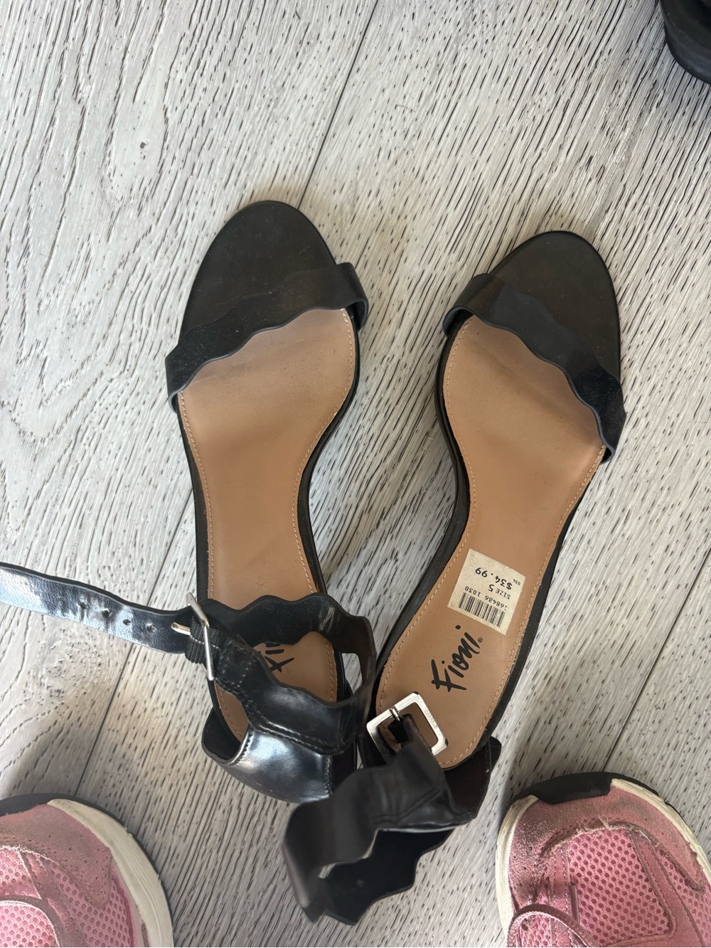 Black Scalloped Ankle-Strap Sandals - Women